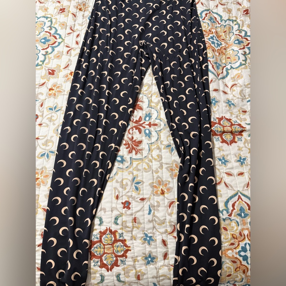 Marine Serre Black and Cream Crescent Stirrup Leggings